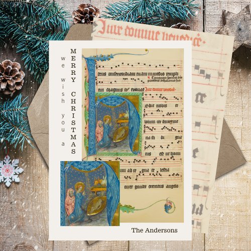 Medieval Sheet Music Religious Christmas Nativity