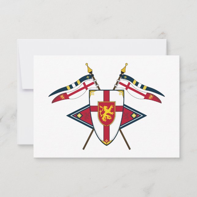 Medieval Shield and Flags RSVP Card (Front)