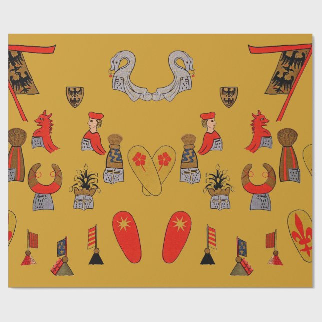 Medieval Shields, Flags and Emblems Gift Wrap (Flat)