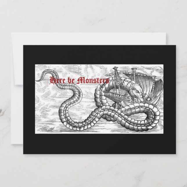 Medieval Ship and Dragon Invitations (Front)