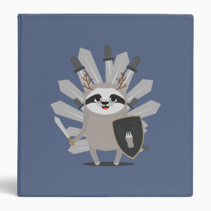 Medieval Sloth Knight with swords 3 Ring Binder