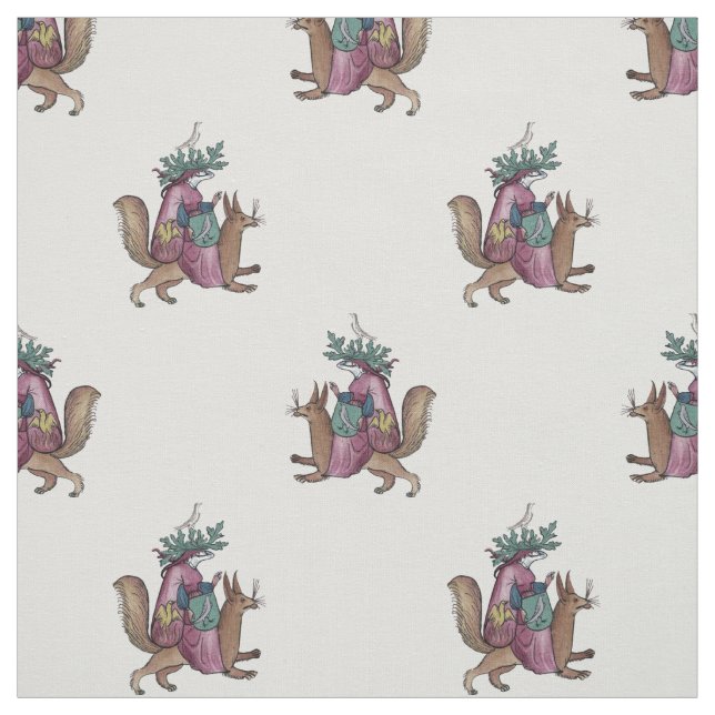 Medieval Squirrel-Rider Fabric (Swatch)