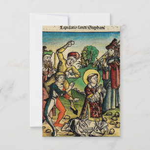 Medieval St. Stephen Stoning Martyrdom Holy Card