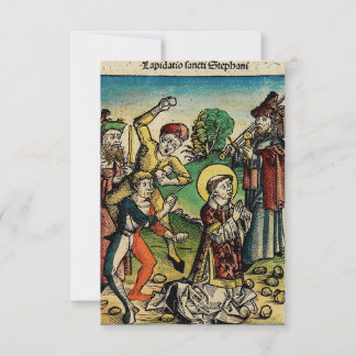 Medieval St. Stephen Stoning Martyrdom Holy Card