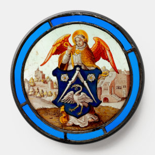 Medieval Stained Glass Angel and Coat of Arms PopSocket