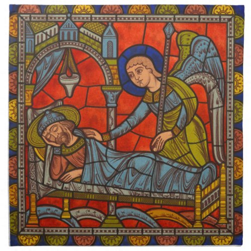 Medieval Stained Glass Chartres Christmas Angel Cloth Napkin