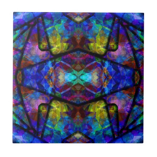 Medieval Stained Glass Digital Abstract Art Ceramic Tile