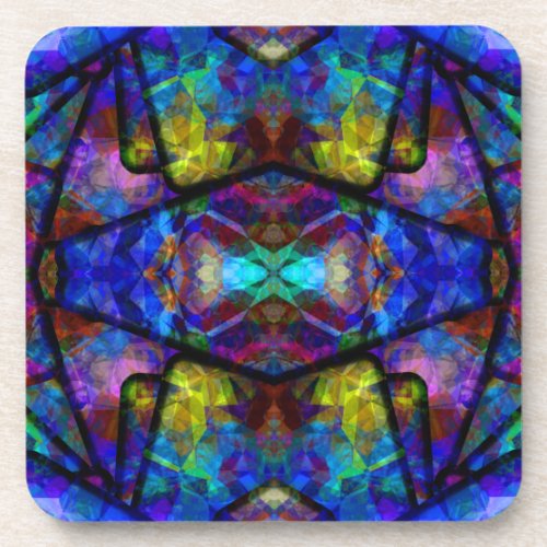 Medieval Stained Glass Digital Abstract Art Drink Coaster