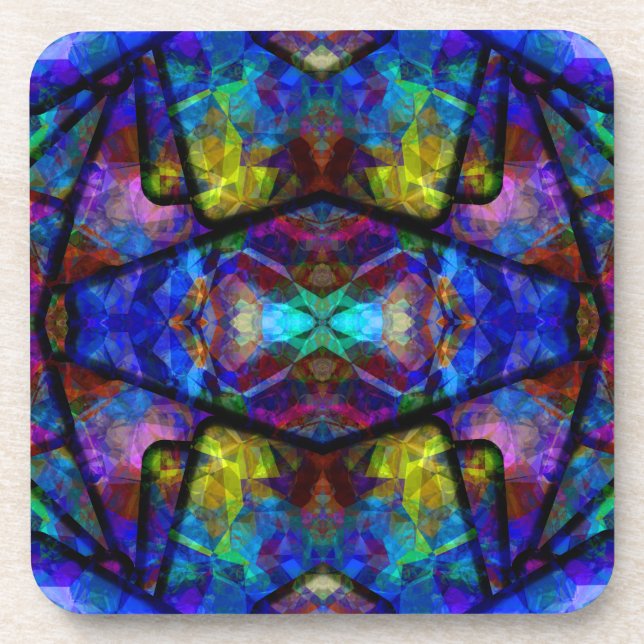 Medieval Stained Glass Digital Abstract Art Drink Coaster (Front)
