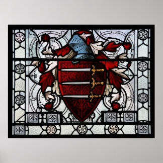 Medieval Stained Glass Panel Poster