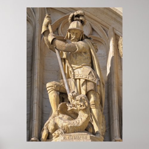 Medieval statue of Archangel Michael Poster