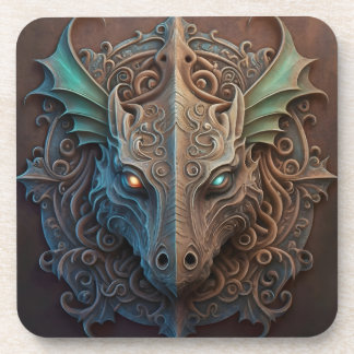 Medieval Stone Gargoyle Dragon Carving Beverage Coaster
