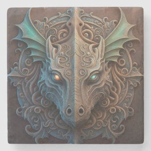 Medieval Stone Gargoyle Dragon Carving Coaster