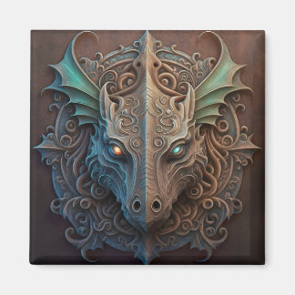 Medieval Stone Gargoyle Dragon Carving Magnet