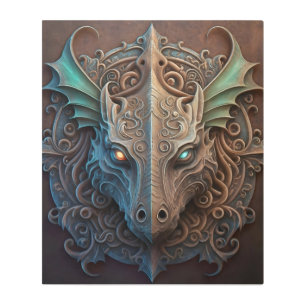 Medieval Stone Gargoyle Dragon Carving Metal Print