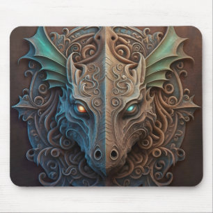 Medieval Stone Gargoyle Dragon Carving Mouse Pad