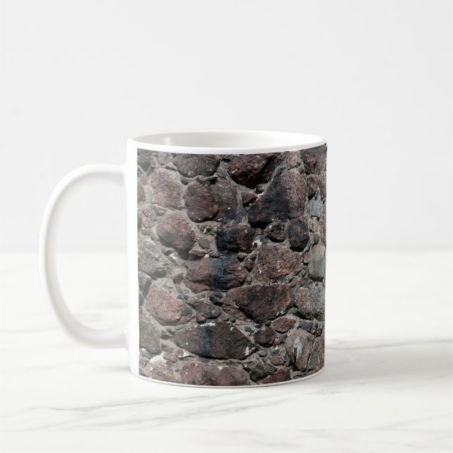 Medieval stone wall texture backgroundabstract, an coffee mug (Left)