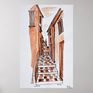 Medieval Streets of Bastia   Corsica, France Poster