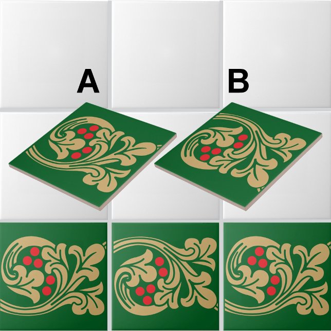 Medieval Style Grapevine Frieze Pattern A Ceramic Tile (Frieze example shown combines both "Medieval Style Grapevine Frieze Pattern" A and B)