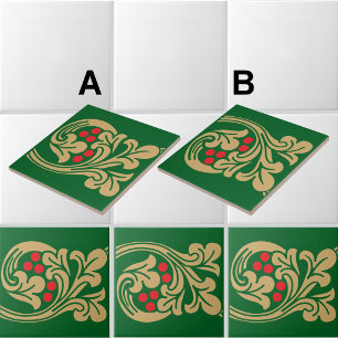 Medieval Style Grapevine Frieze Pattern B Ceramic Tile