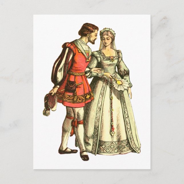 Medieval Style Illustration ~ Lord And Lady Postcard (Front)