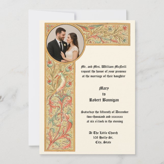 Medieval Style Photo Wedding Invitation (Front)