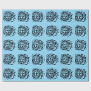 Medieval sun and moon wrapping paper