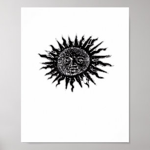 Medieval Sun Engraving - Whimsigoth Aesthetic - Wh Poster