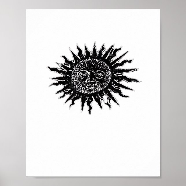 Medieval Sun Engraving - Whimsigoth Aesthetic - Wh Poster (Front)