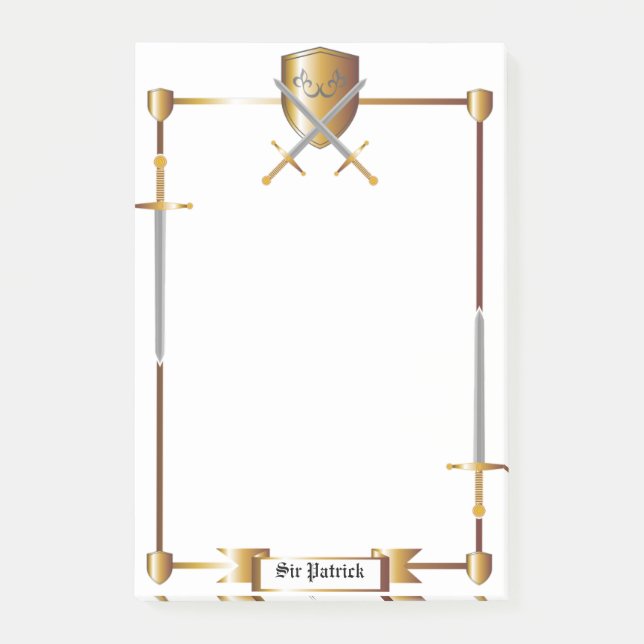 Medieval Sword and Shield Post-it® Notes 4 x 6 (Front)