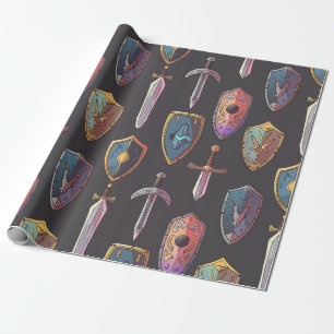 Medieval Sword and Shield Wrapping Paper