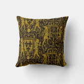 Medieval Tapestry Gold and Black Throw Pillow (Back)
