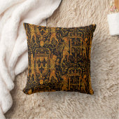 Medieval Tapestry Red Gold and Black Throw Pillow (Blanket)