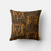 Medieval Tapestry Red Gold and Black Throw Pillow (Back)