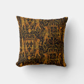 Medieval Tapestry Red Gold and Black Throw Pillow (Front)
