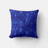 Medieval Tapestry Rich Cobalt Blue Throw Pillow (Front)