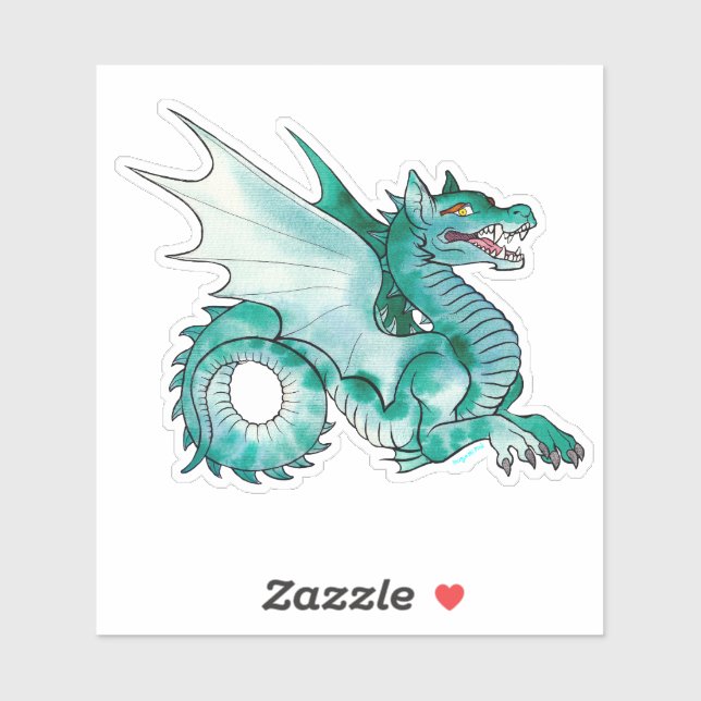 Medieval Teal Water Dragon Sticker (Sheet)