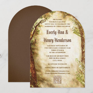 Medieval Terracotta Enchanted Forest Wedding   Invitation