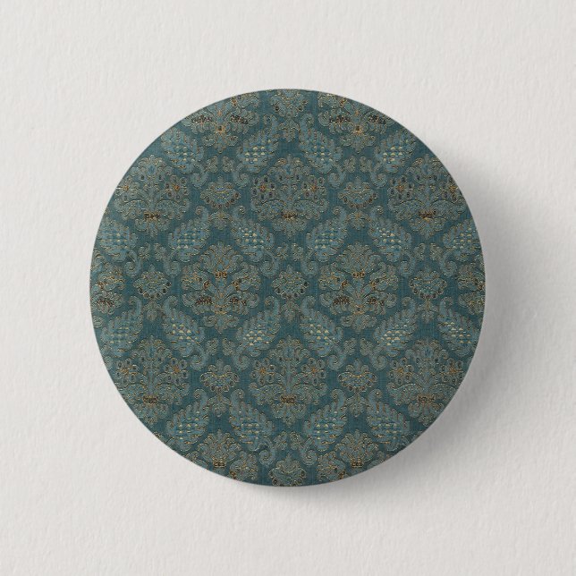 medieval textile pattern texture tapestry backgrou button (Front)