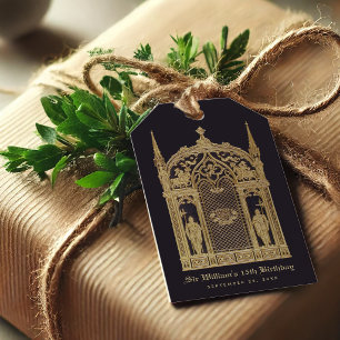 Medieval Themed Birthday Black Gold Gothic Knight Gift Tags