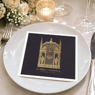 Medieval Themed Birthday Gothic Knight Black Gold Napkins
