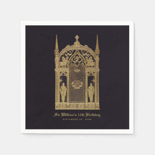 Medieval Themed Birthday Gothic Knight Black Gold Napkins