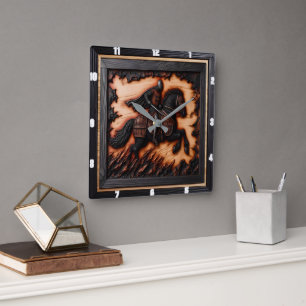 Medieval Timepiece: Rustic Personal Art Square Wall Clock