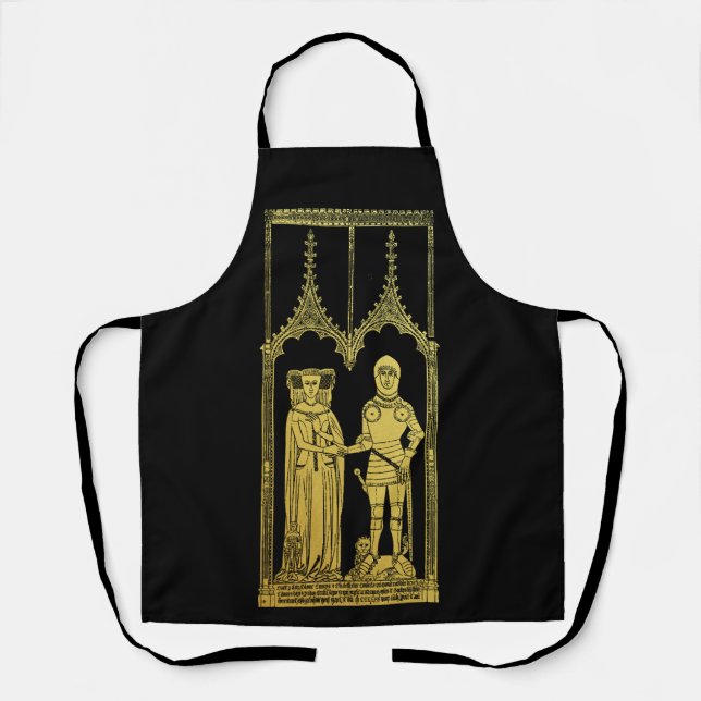 Medieval Tomb Brass Rubbing Knight, Lady and Child Apron (Front)
