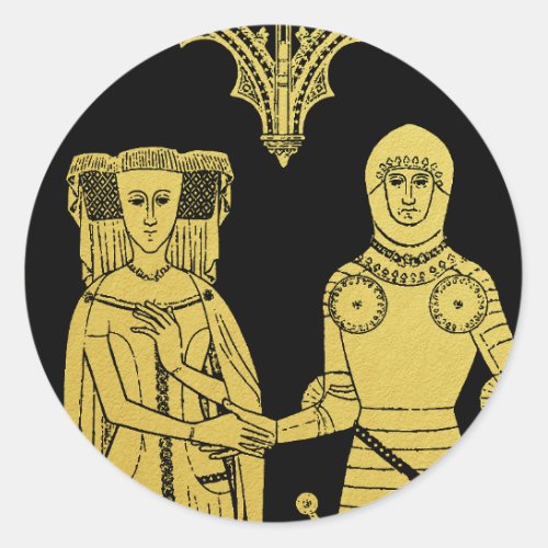 Medieval Tomb Brass Rubbing Knight Lady and Child Classic Round Sticker
