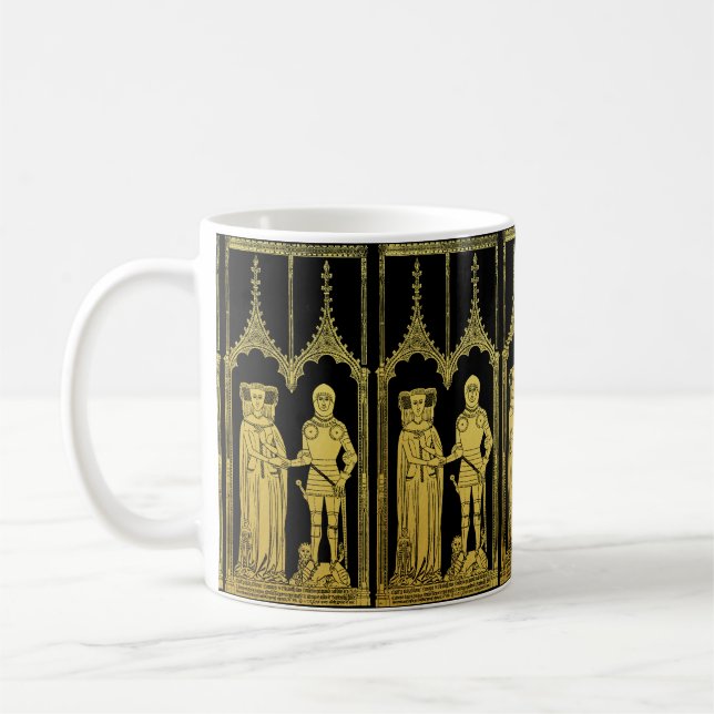 Medieval Tomb Brass Rubbing Knight, Lady and Child Coffee Mug (Left)