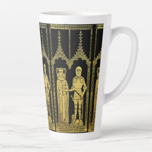 Medieval Tomb Brass Rubbing Knight Lady and Child Latte Mug