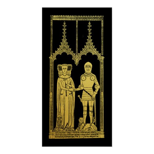 Medieval Tomb Brass Rubbing Knight Lady and Child Poster