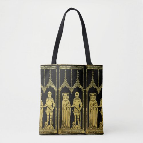 Medieval Tomb Brass Rubbing Knight Lady and Child Tote Bag