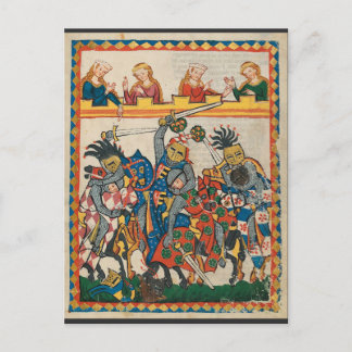 Medieval Tournament, 14th Century Postcard